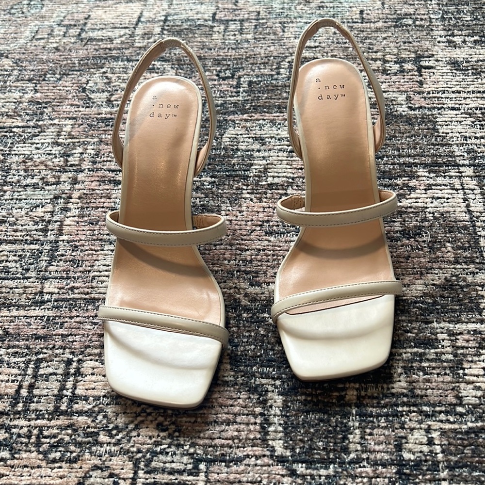 Brand new off white strappy heels